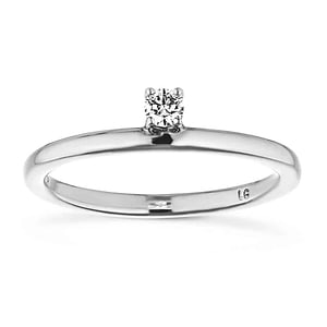 Unique asymmetrical stackable ring with 0.10ct round cut lab grown diamond in 14k white gold