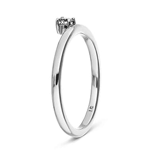 Unique asymmetrical stackable ring with 0.10ct round cut lab grown diamond in 14k white gold shown from side