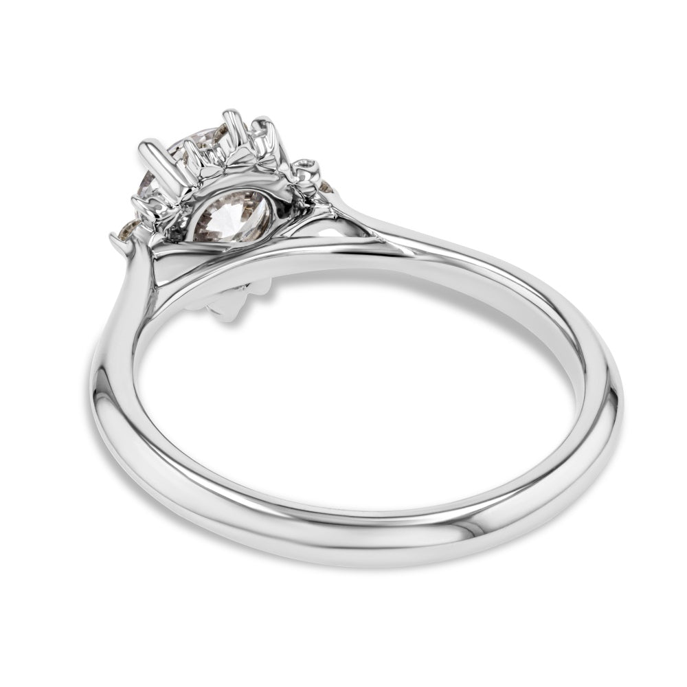 Shown here with a 1.0ct Round Cut Lab Grown Diamond center stone in 14K White Gold