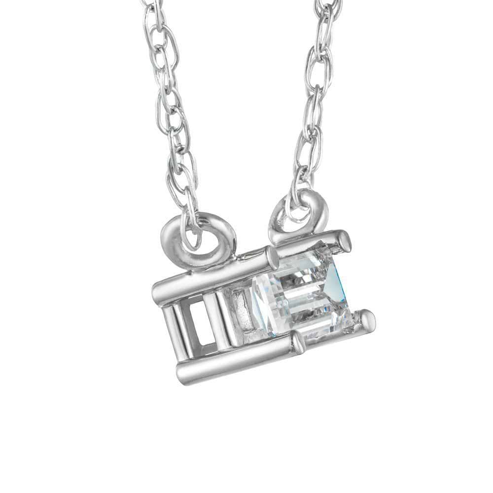 Petite Baguette Basket Necklace in 14K white gold 