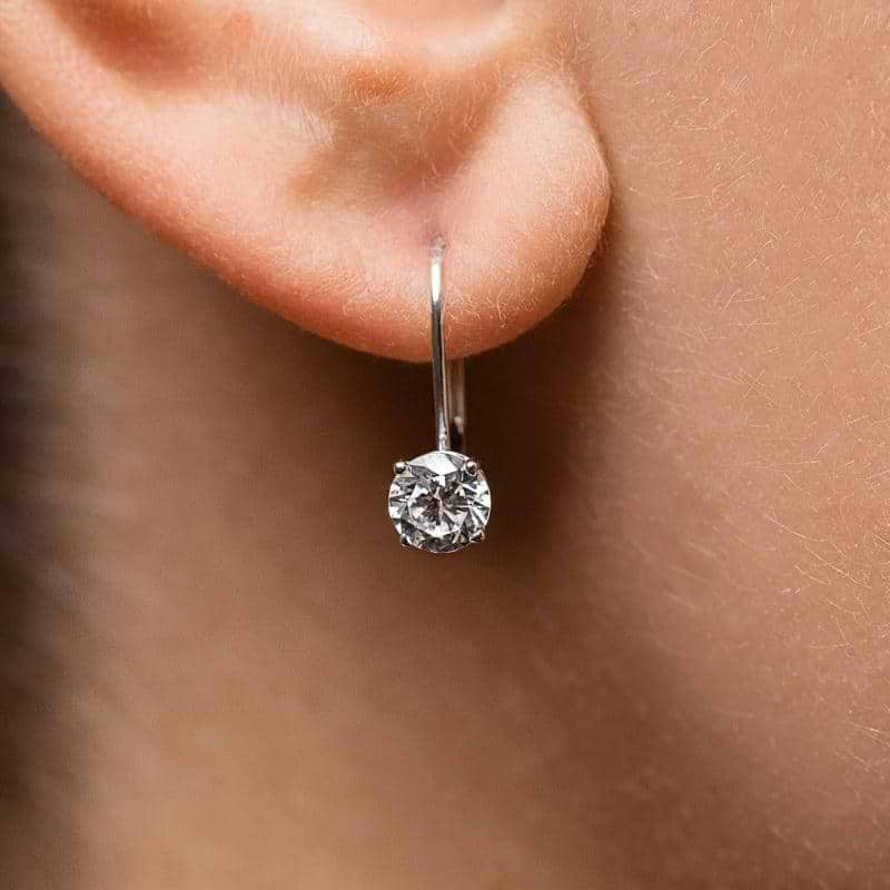 Basket Drop Earrings in 14K white gold 