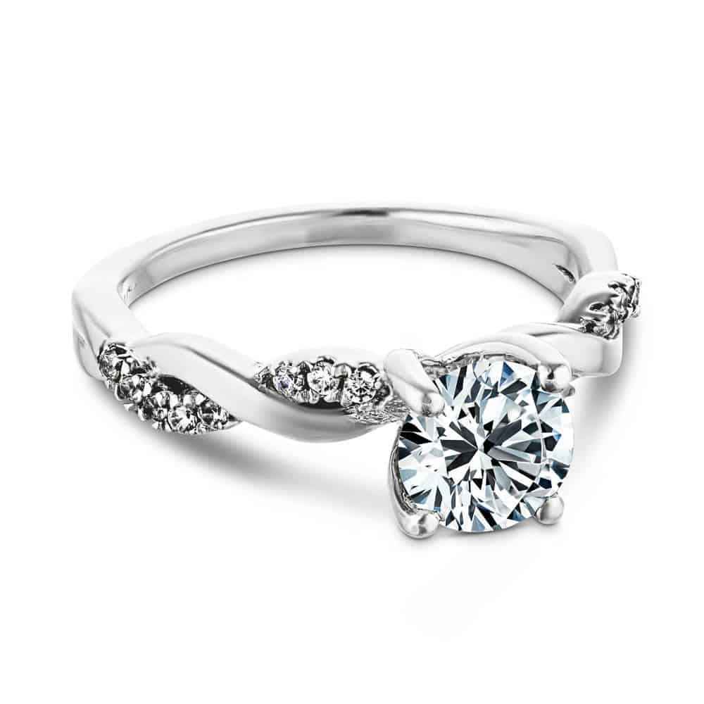 Shown with 1ct Round Cut Lab Grown Diamond in 14k White Gold