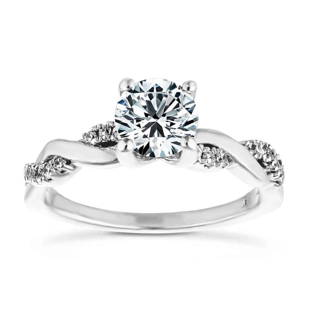 Shown with 1ct Round Cut Lab Grown Diamond in 14k White Gold