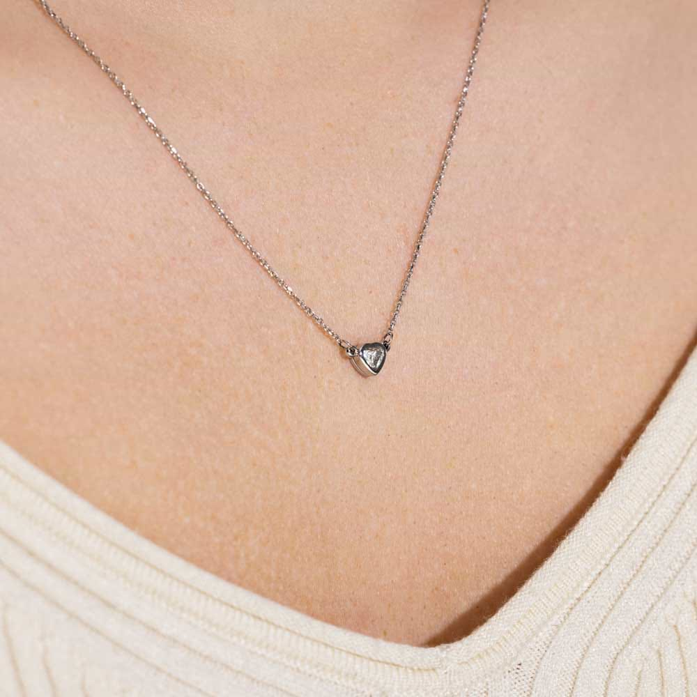 Bezel Heart Necklace - 0.25ct Lab-Grown Diamond 14K White Gold (RTS)