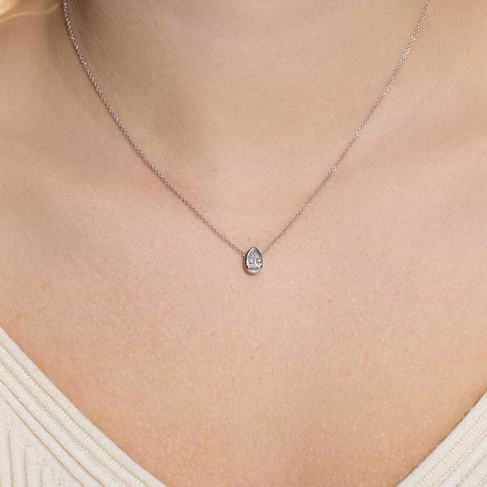 Bezel Pendant - Pear 0.53ct Lab-Grown Diamond (RTS)