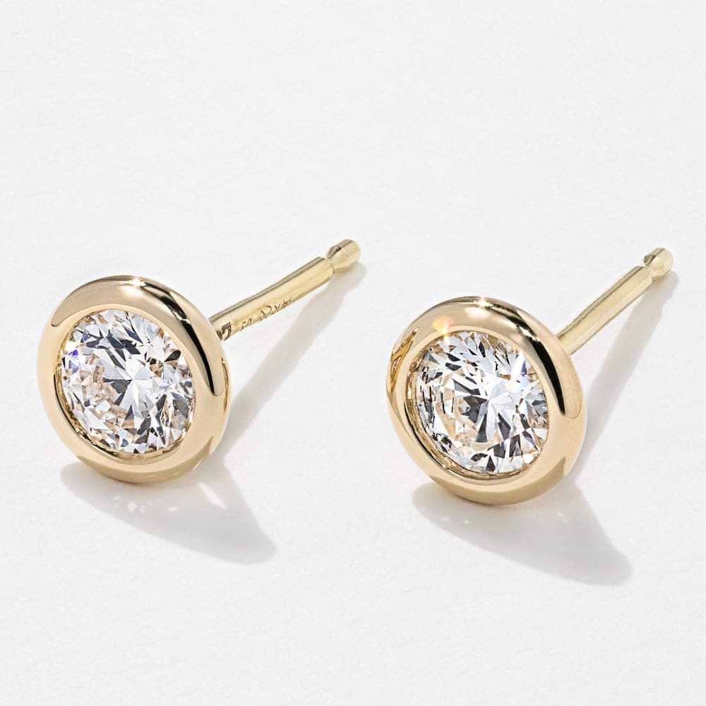 Lab-Grown Diamond Bezel Stud Earrings in 14K yellow gold 