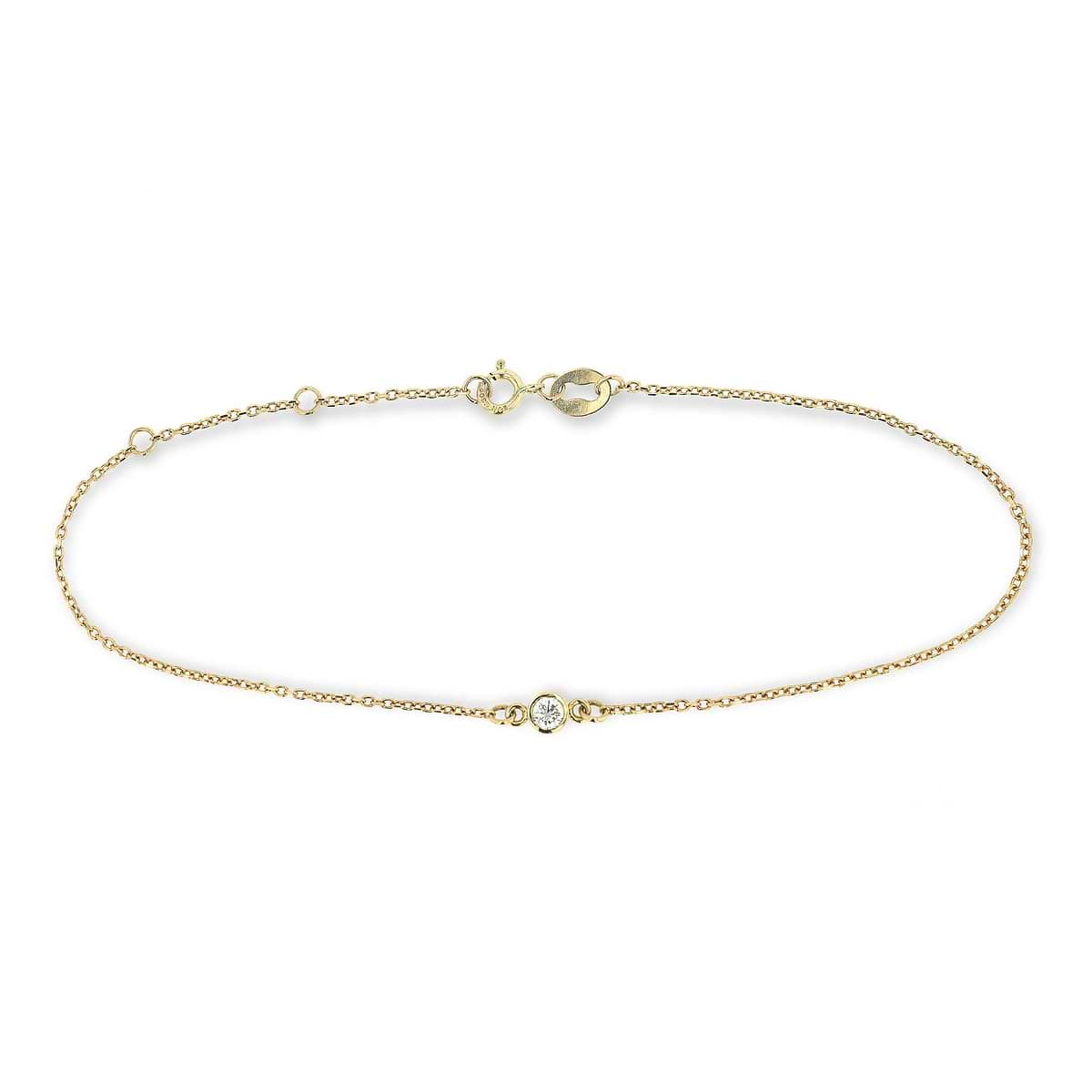 Single Stone Bracelet in 14K Yellow Gold|lab grown diamond single stone bracelet shown in 14k yellow gold metal