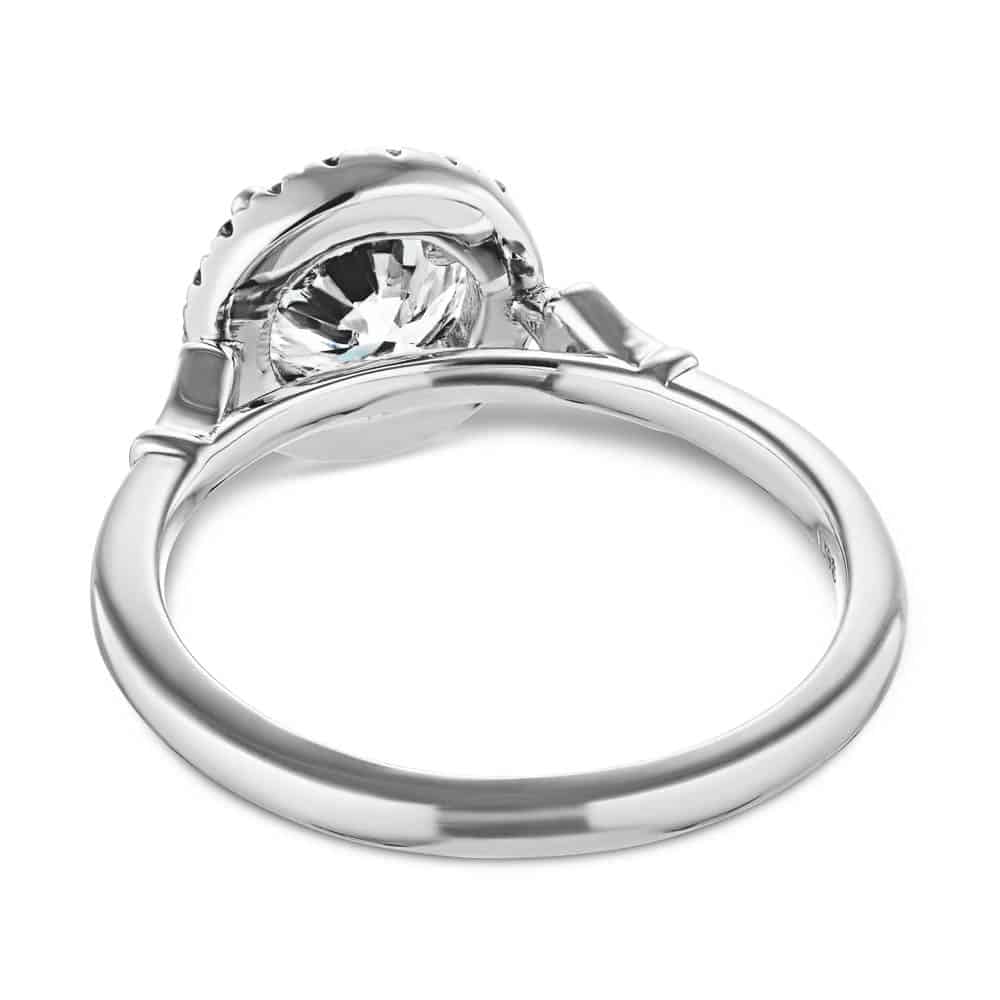 Shown with 1ct Round Cut Lab Grown Diamond in 14k White Gold