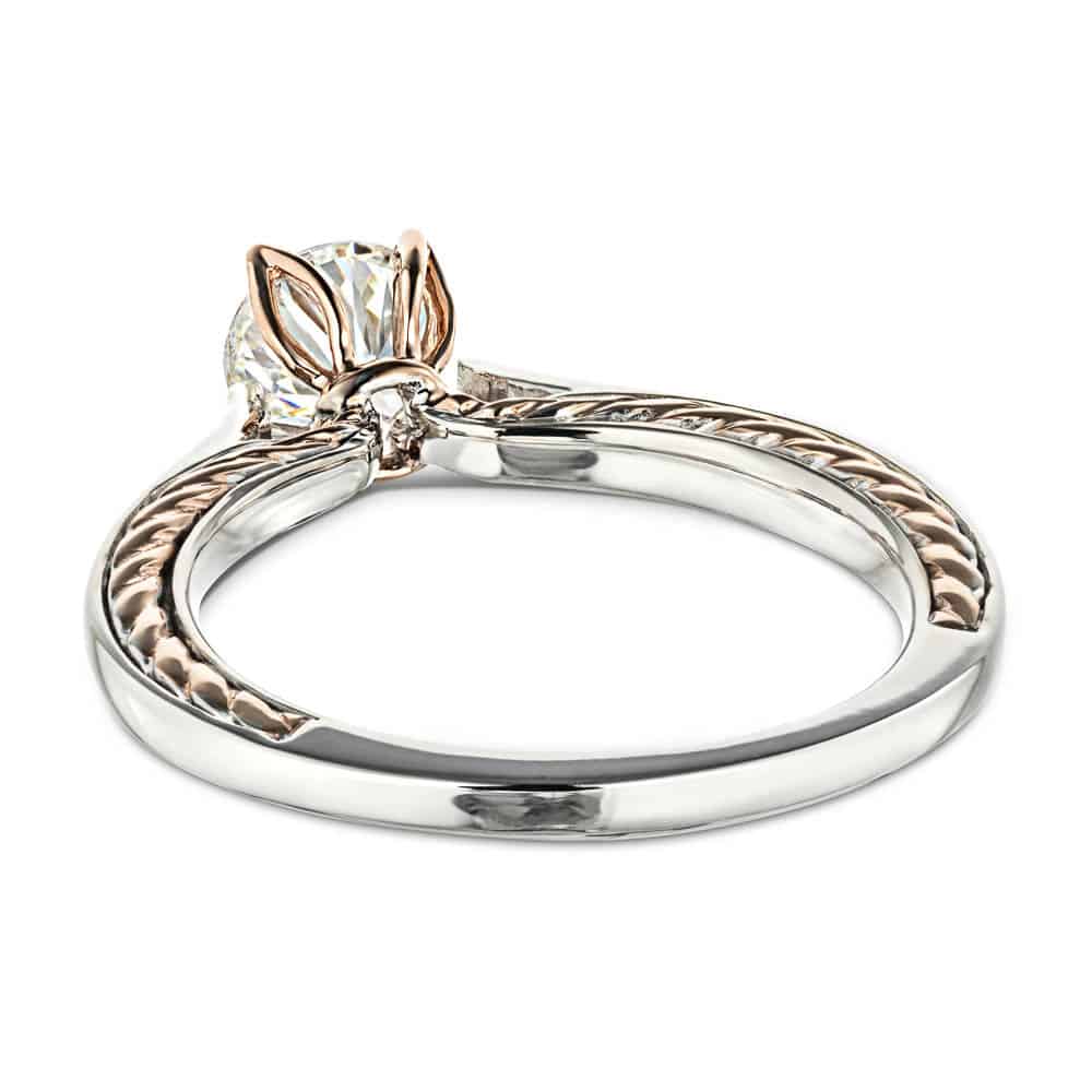 Shown with 1ct Round Cut Lab Grown Diamond in Two Tone 14k White Gold &amp; 14k Rose Gold