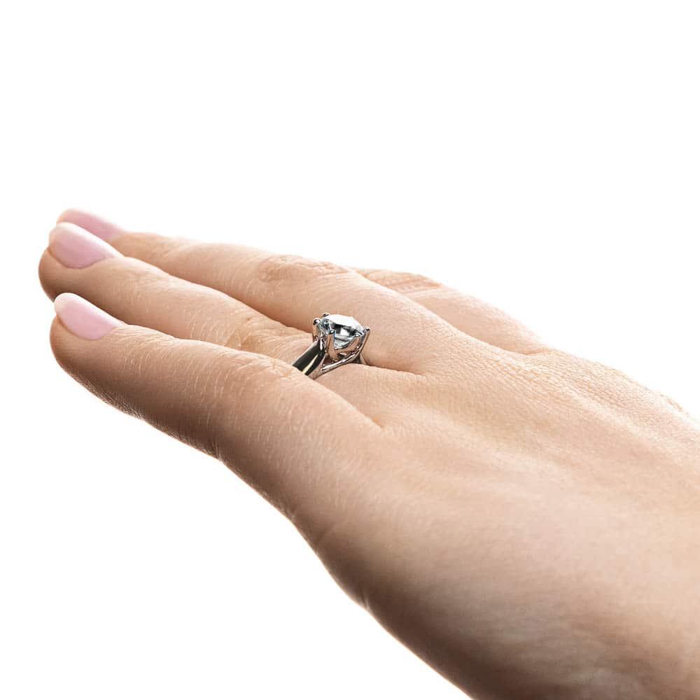 Calista Solitaire Engagement Ring shown with a 1.0ct round cut Lab-Grown Diamond in recycled 14K white gold | Calista Solitaire Engagement Ring  six prong solitaire engagement ring 1.0ct round cut lab grown diamond recycled 14k white gold