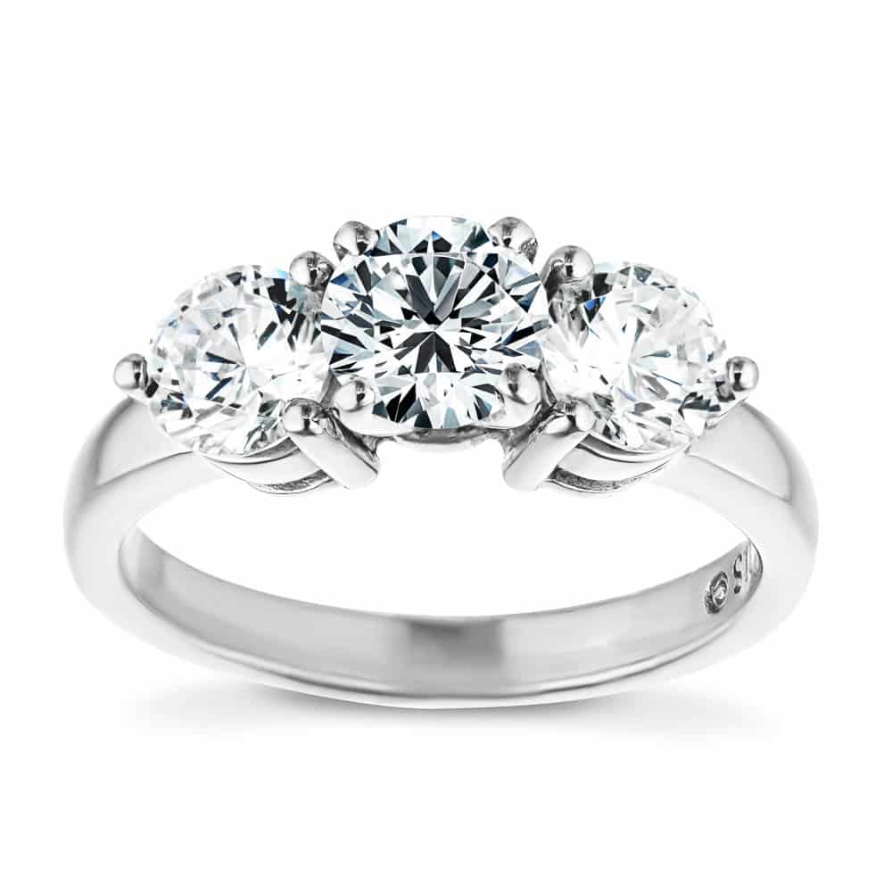 Shown with three Round Cut Lab Grown Diamonds in 14k White Gold