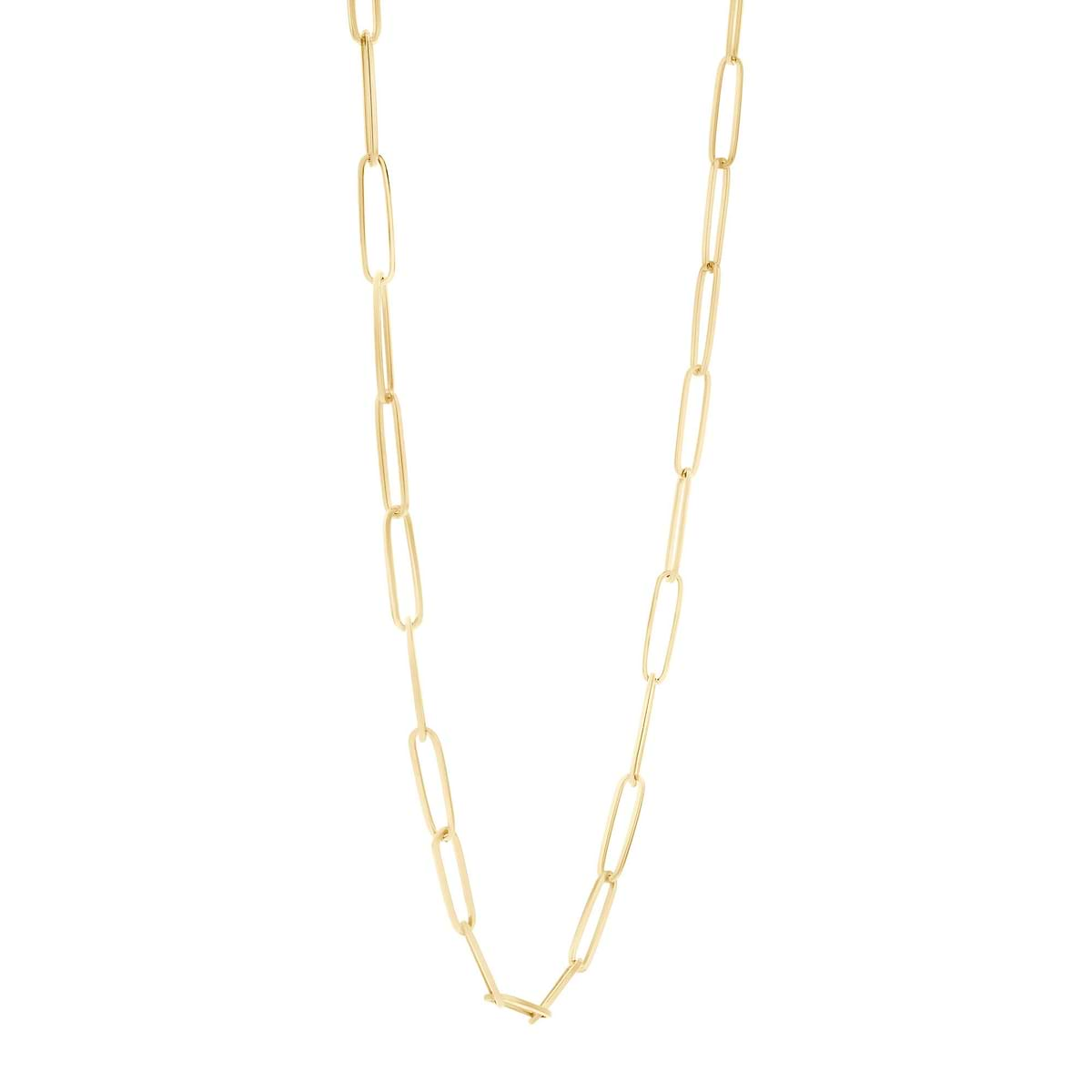 Paperclip Chain Necklace shown in 14K Yellow Gold