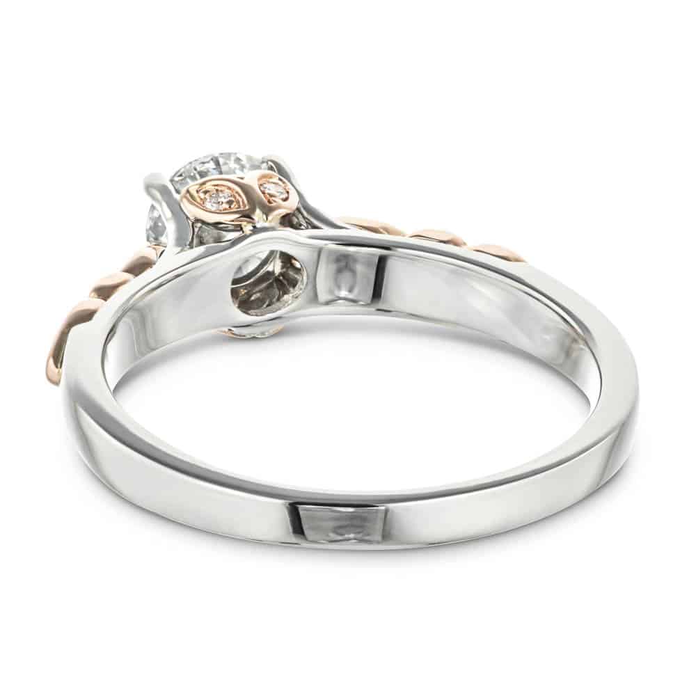 Shown with 1ct Round Cut Lab Grown Diamond in 14k White &amp; Rose Gold