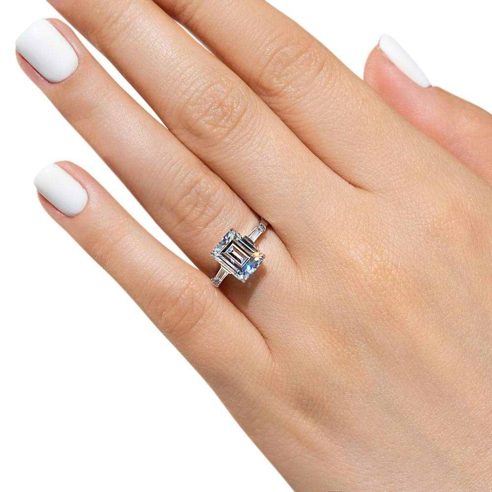 Shown with 1ct Emerald Cut Lab Grown Diamond in 14k White Gold