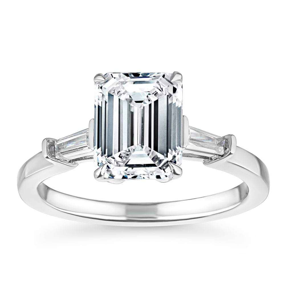 Shown with 1ct Emerald Cut Lab Grown Diamond in 14k White Gold