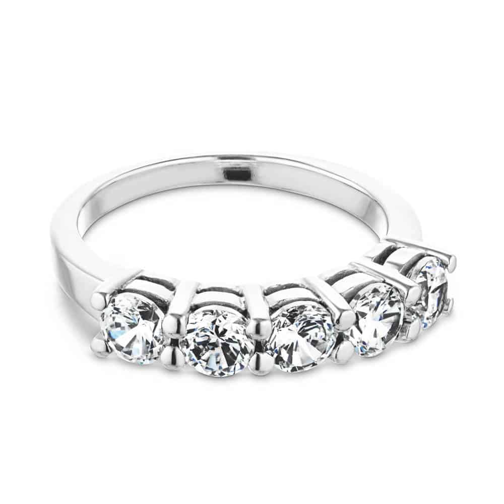 Shown with 1.25ctw Diamond Hybrids in recycled 14K white gold | matching wedding band Shown with 1.25ctw Diamond Hybrids in recycled 14K white gold