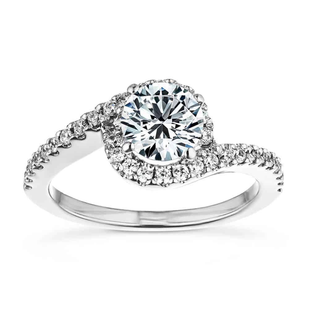 Shown with 1ct Round Cut Lab Grown Diamond in 14k White Gold