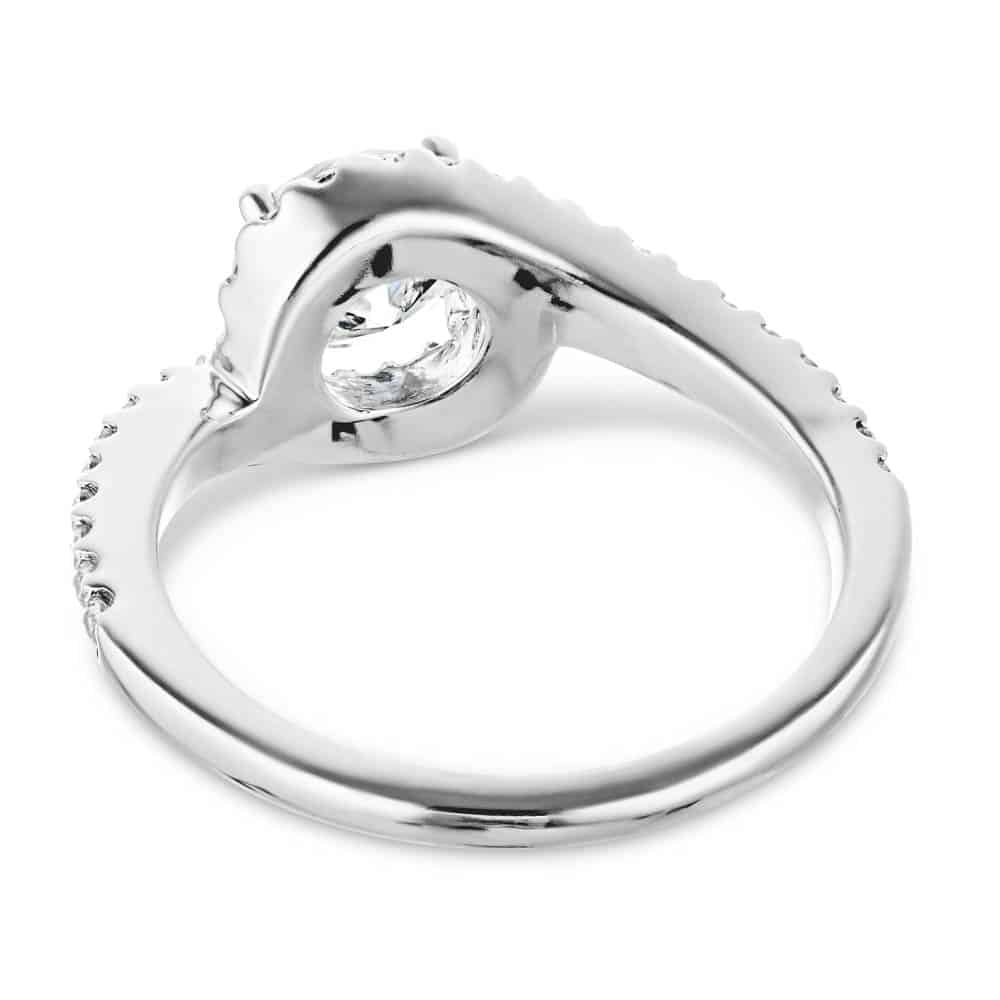 Shown with 1ct Round Cut Lab Grown Diamond in 14k White Gold