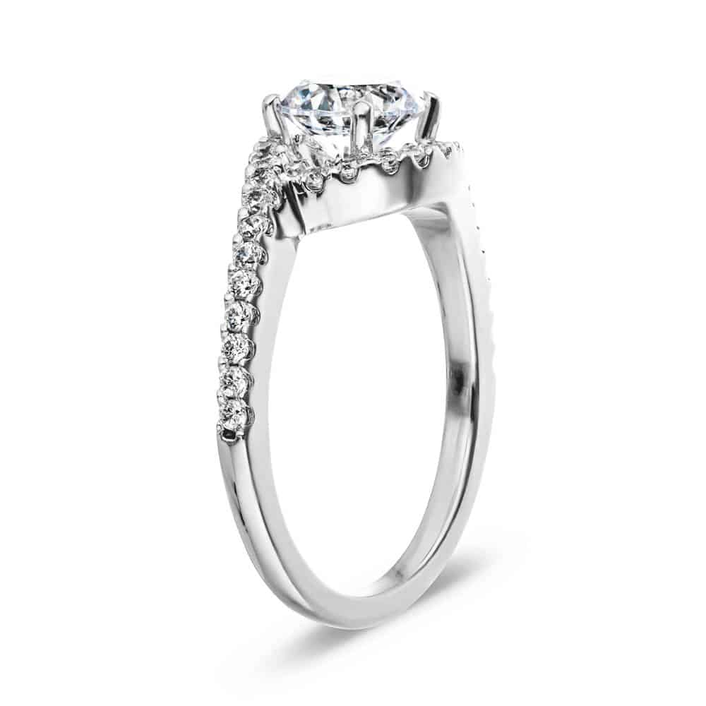 Shown with 1ct Round Cut Lab Grown Diamond in 14k White Gold