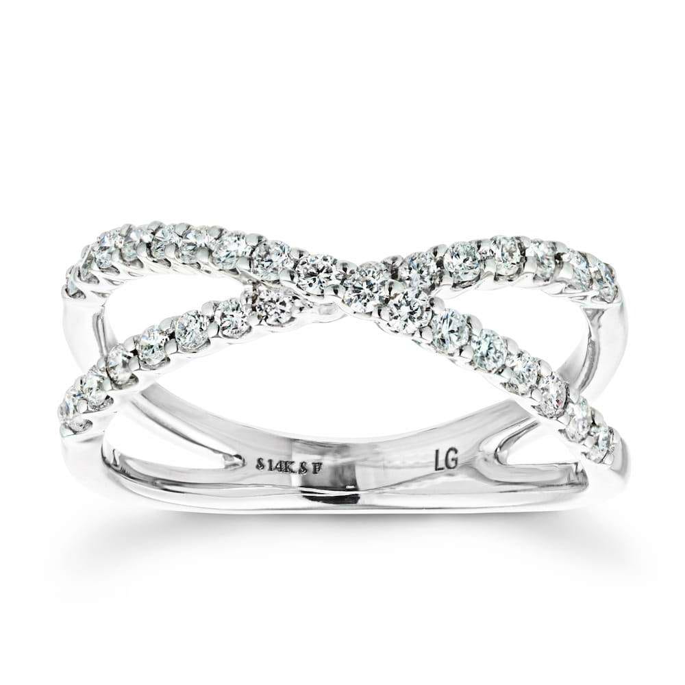 1/2 ctw Round Lab Grown Diamond Criss Cross Stackable Band - MiaDonna