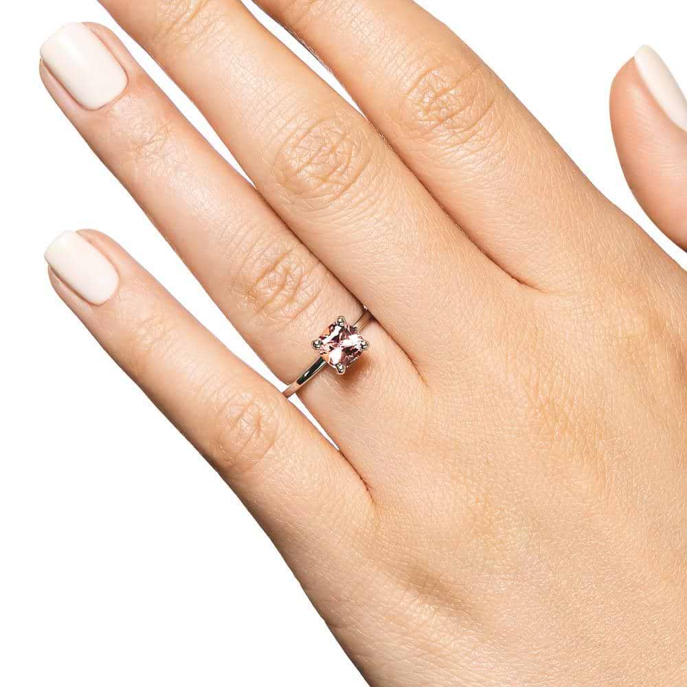 Adelaide Engagement Ring in 14K white gold shown with a 1.29ct Champagne Sapphire center stone and recycled melee diamonds in a hidden halo | Adelaide ring 14K white gold champagne sapphire center stone recycled melee diamonds