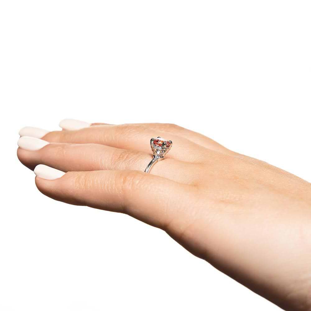 Adelaide Engagement Ring in 14K white gold shown with a 1.29ct Champagne Sapphire center stone and recycled melee diamonds in a hidden halo | Adelaide ring 14K white gold champagne sapphire center stone recycled melee diamonds