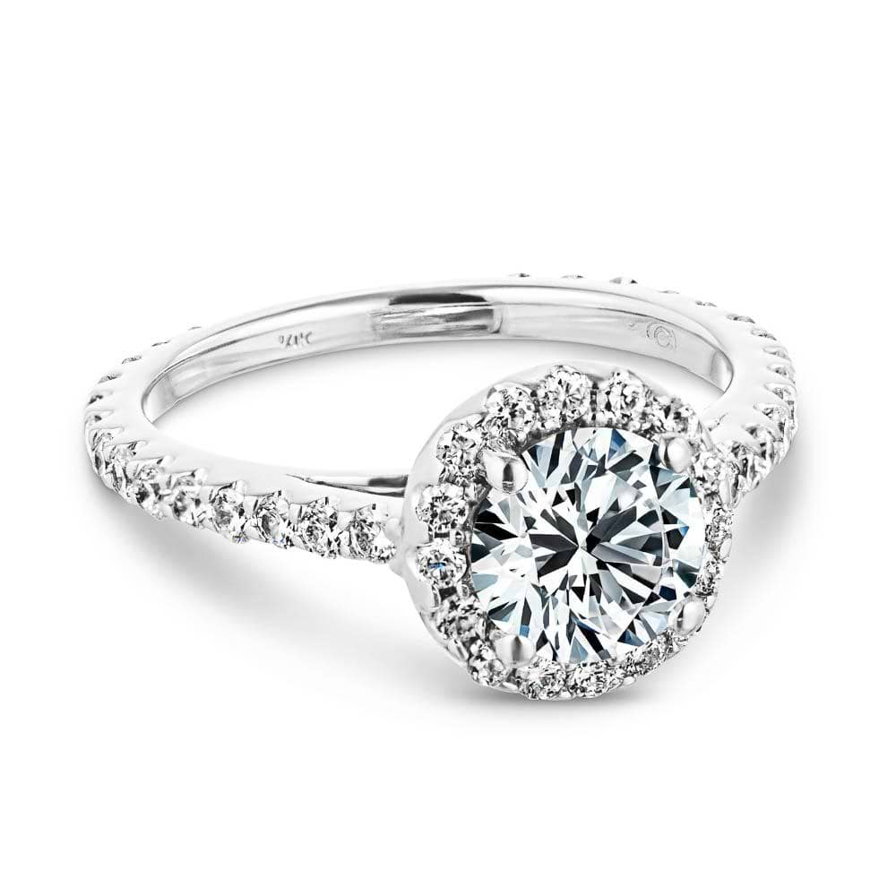 Shown with 1ct Round Cut Lab Grown Diamond in 14k White Gold