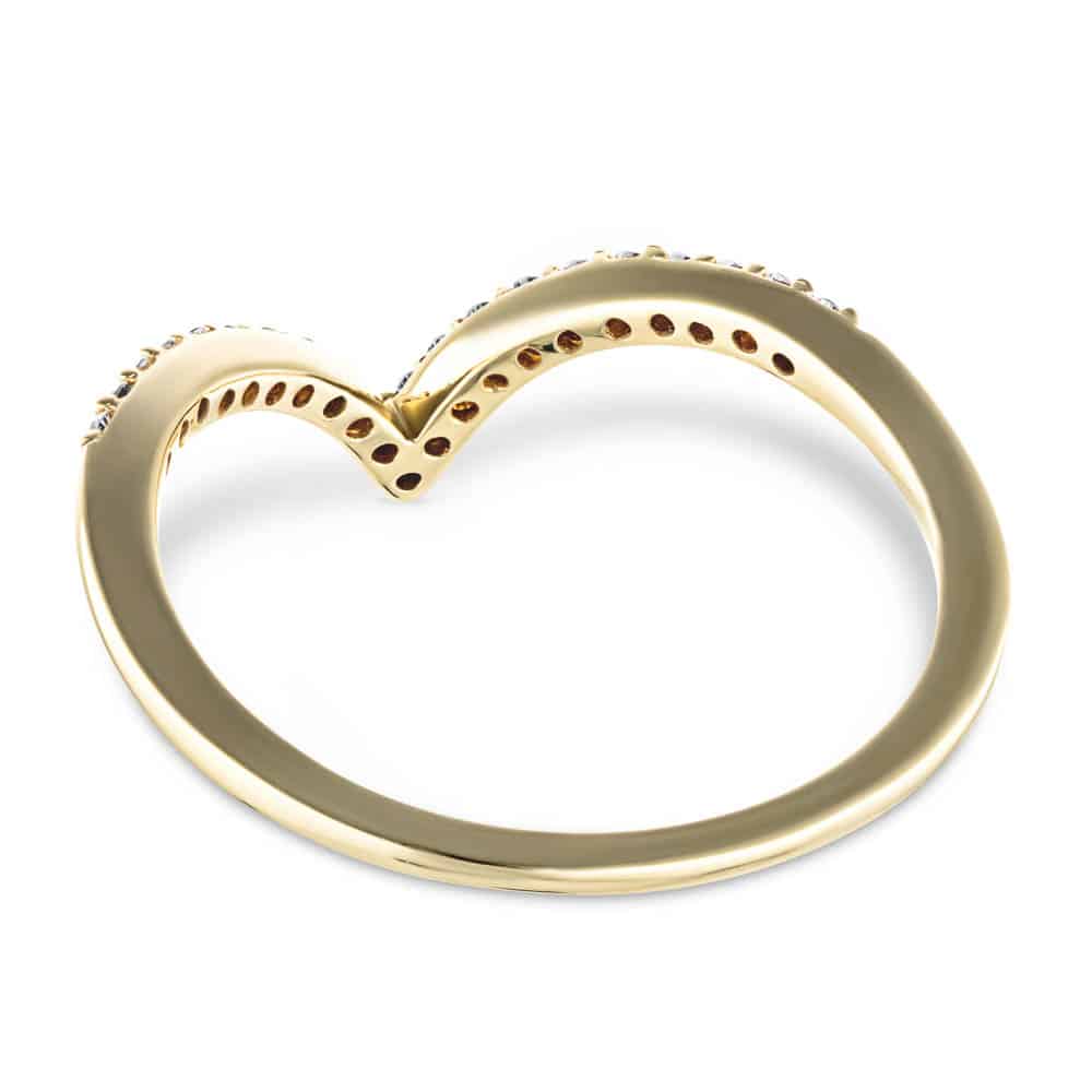 Deep V Ring with accenting recycled diamonds in recycled 14K yellow gold 