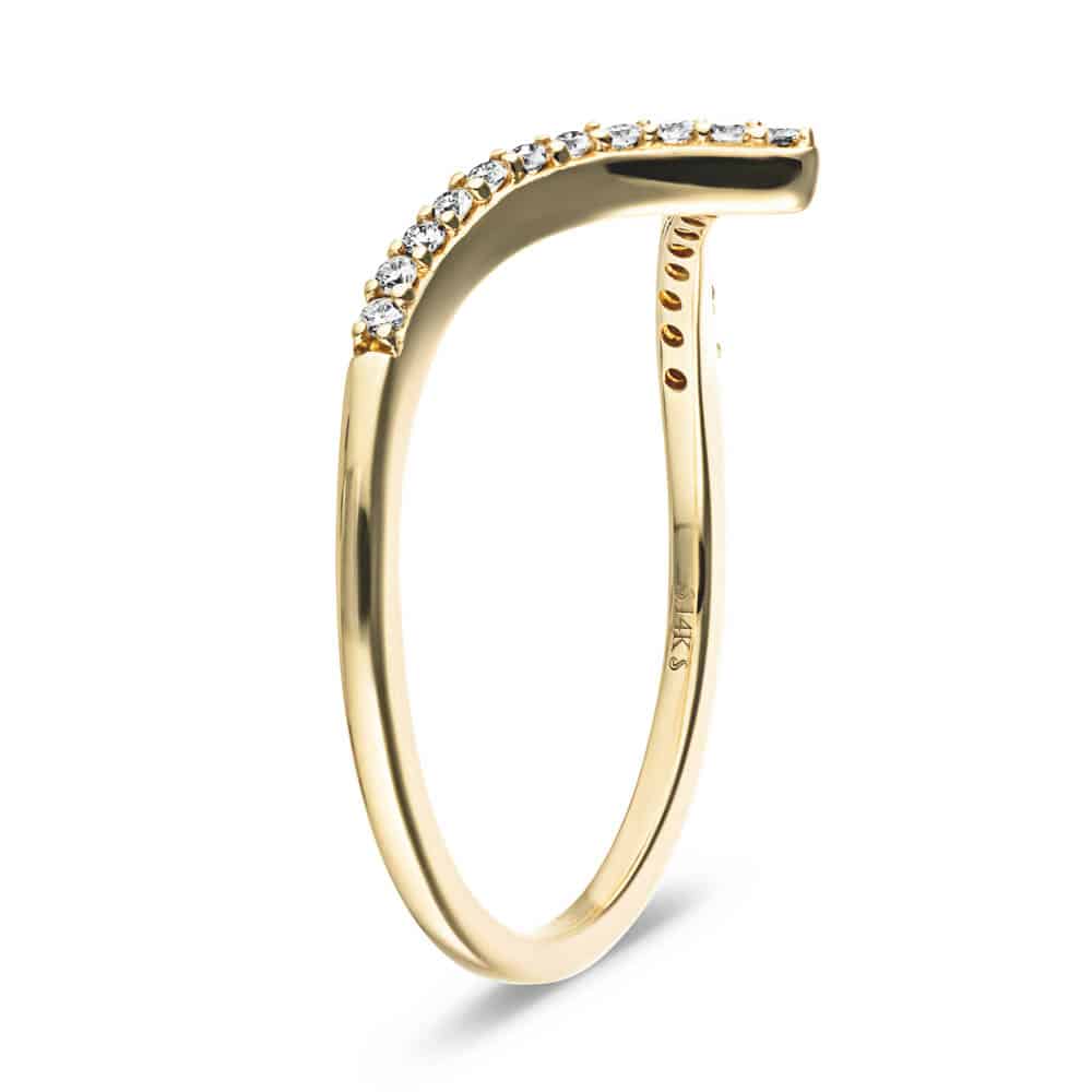 Deep V Ring with accenting recycled diamonds in recycled 14K yellow gold 