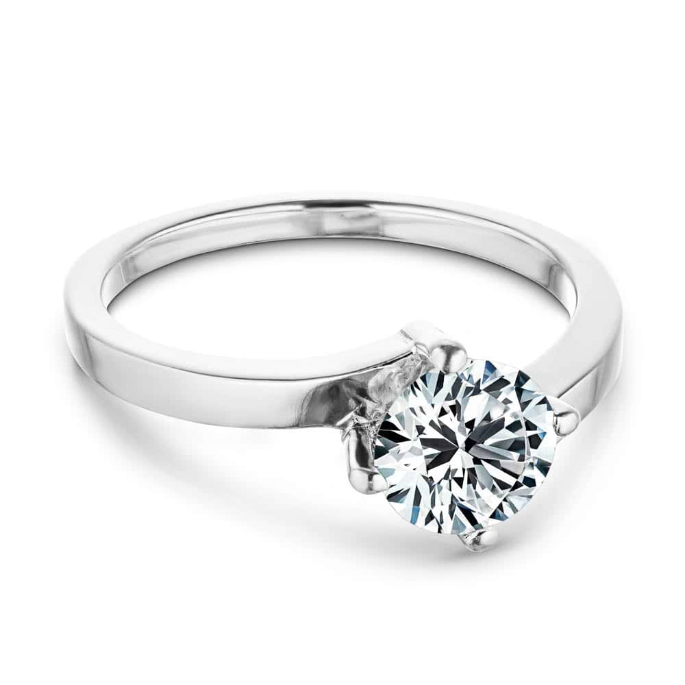 Shown with 1ct Round Cut Lab Grown Diamond in 14k White Gold