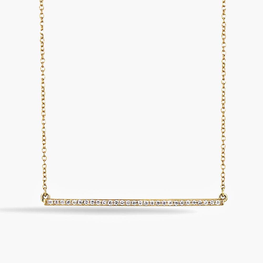 Diamond Accented Bar Necklace in 14K yellow gold | accented diamond bar necklace gold