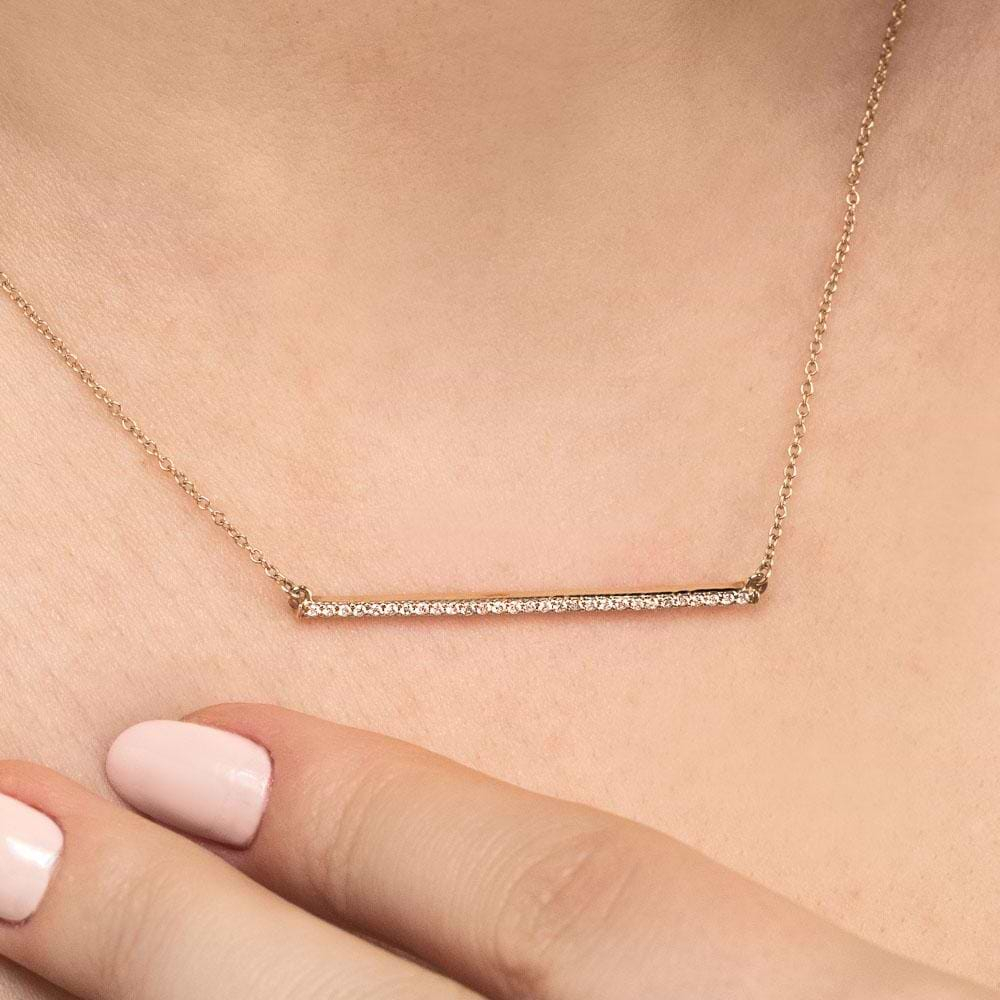 Diamond Accented Bar Necklace in 14K yellow gold 