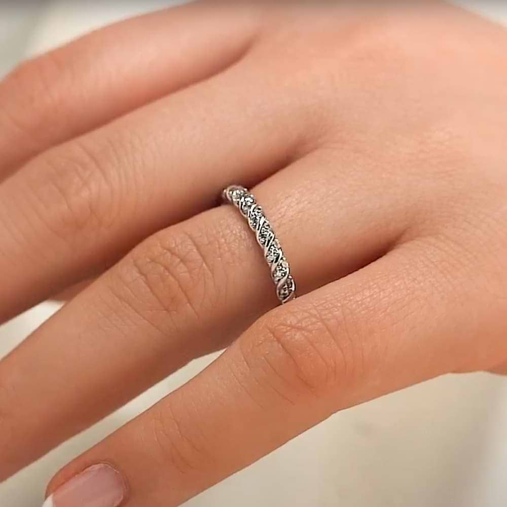 Diamond accented wedding band in recycled 14K white gold | matching wedding band diamond accented recycled 14k white gold