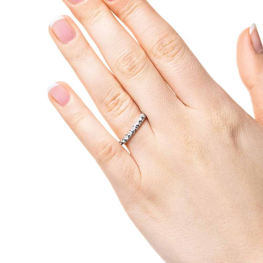 Diamond accented wedding band in recycled 14K white gold | matching wedding band diamond accented recycled 14k white gold