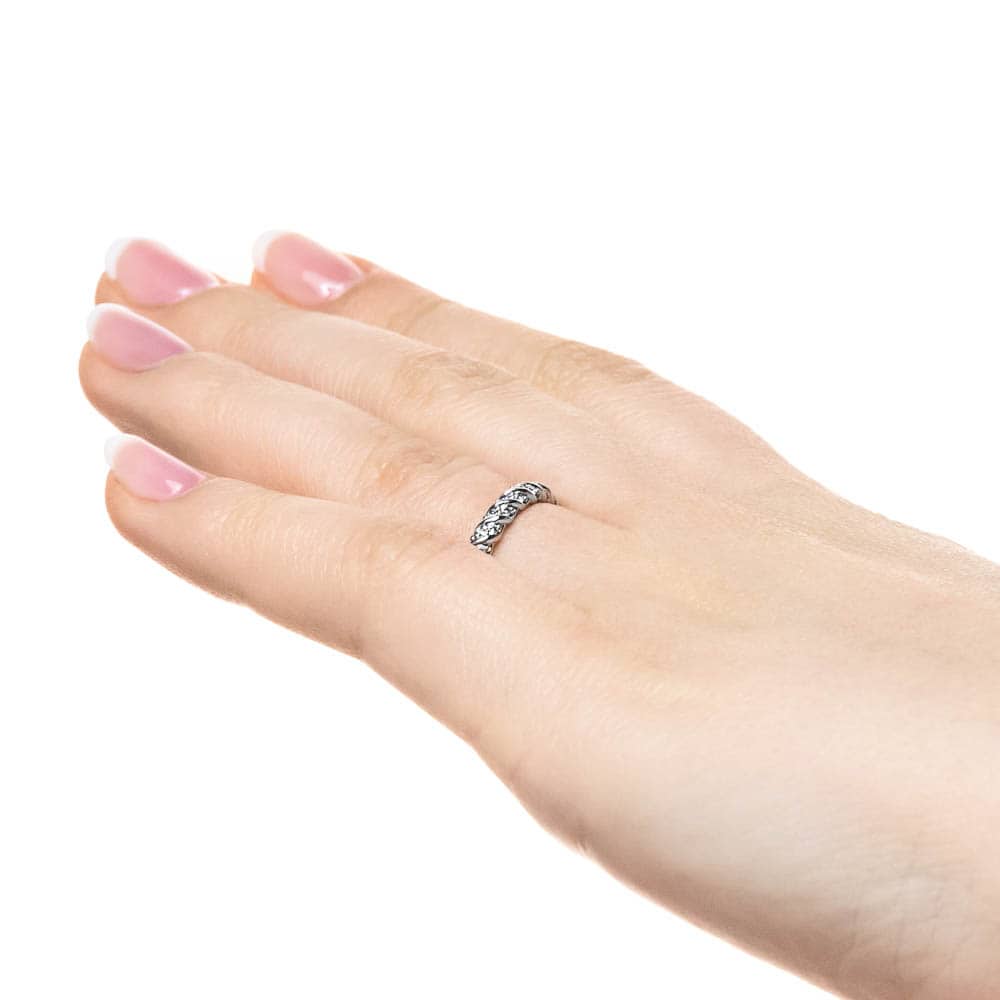 Diamond accented wedding band in recycled 14K white gold | matching wedding band diamond accented recycled 14k white gold