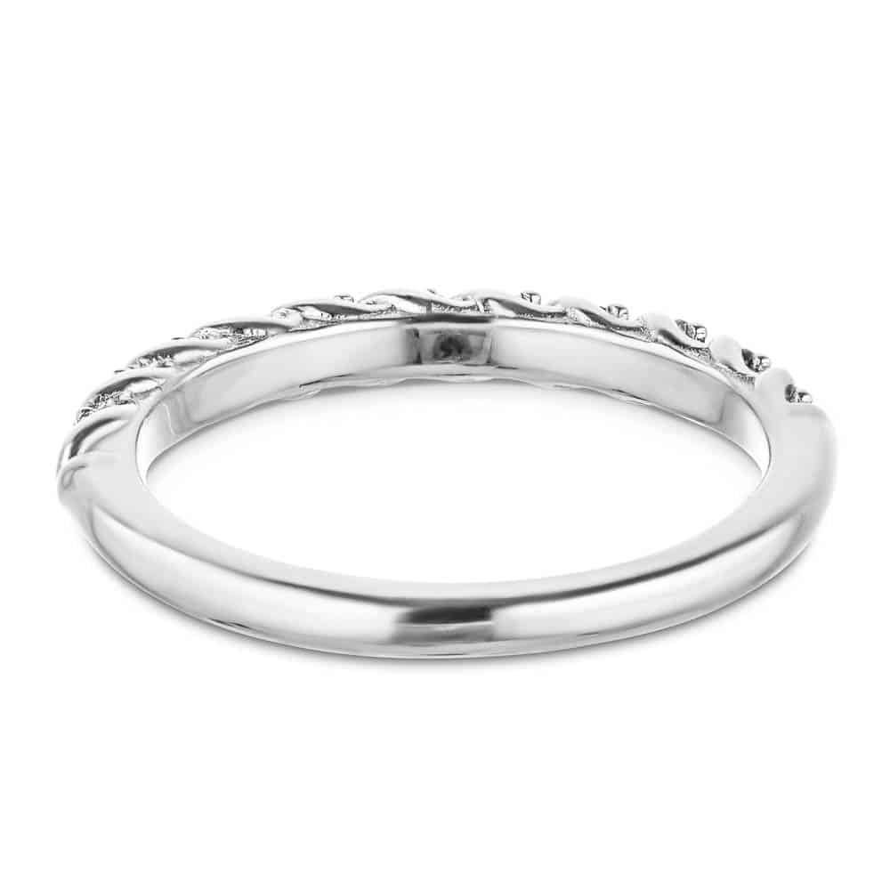 Diamond accented wedding band in recycled 14K white gold 