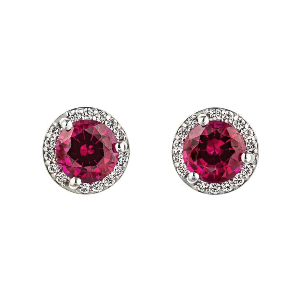 Lab-grown rubies in 14k white gold | Ruby and white gold earrings