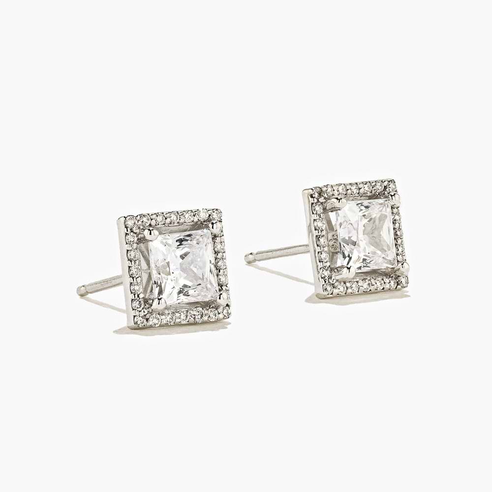 1.0ctw Princess Diamond Hybrid® Halo Stud Earrings (RTS)