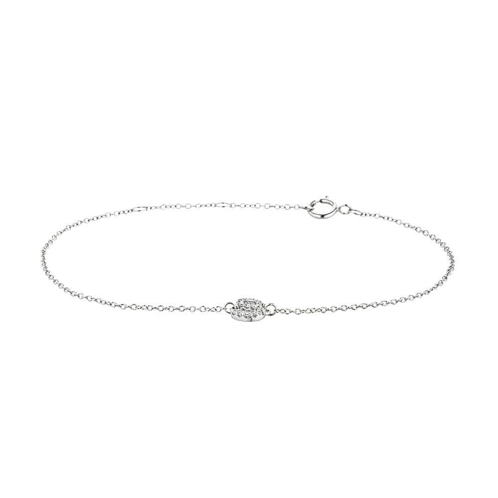 Diamond Initial Bracelet shown with "S" in 14K white gold | initial bracelet in gold with diamond accented letter