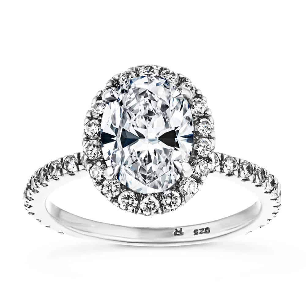 Dream Engagement Ring shown with 0.90ct oval cut lab-grown-diamond in recycled 14K white gold 