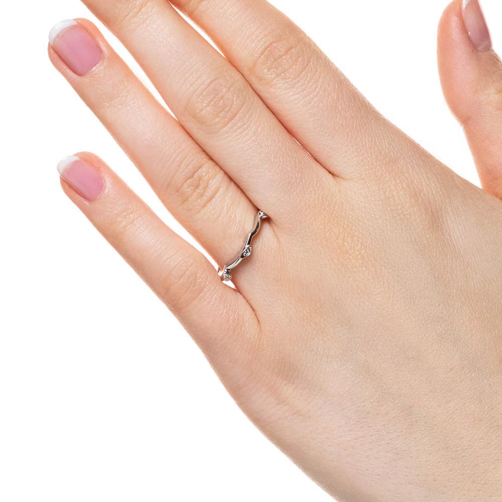Leaf detail wedding band, matches Eden Engagement ring, in recycled 14K white gold | wedding band Leaf detail wedding band, matches Eden Engagement ring, in recycled 14K white gold