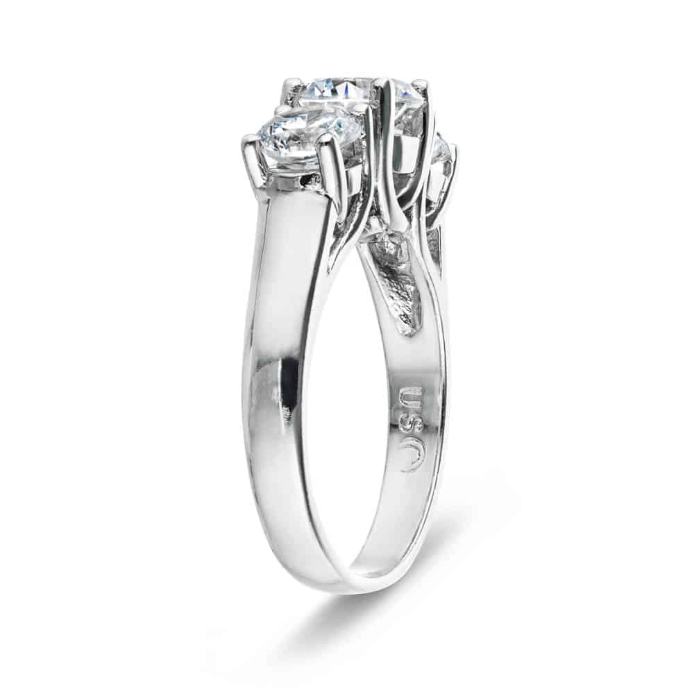 Shown with Three Round Cut Lab Grown Diamonds in 14k White Gold