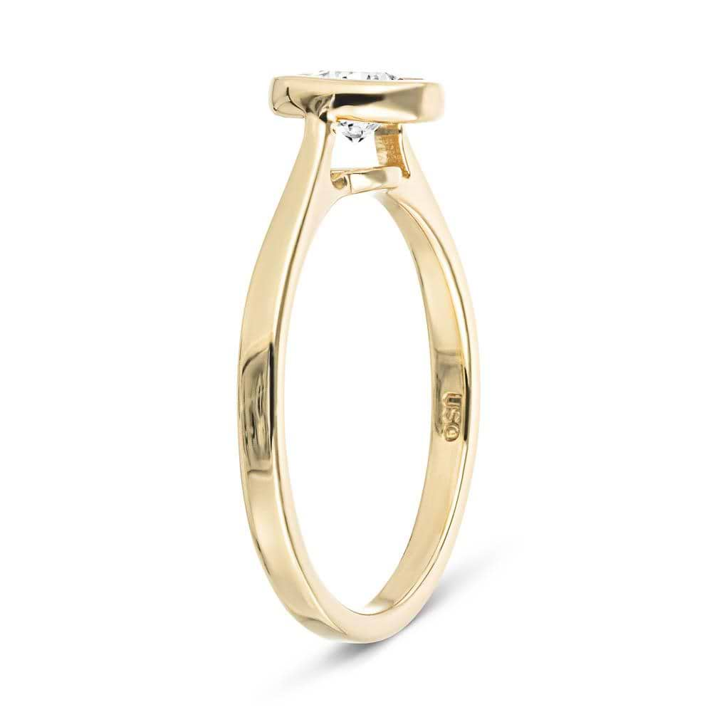 Shown with 1ct Round Cut Lab Grown Diamond in 14k Yellow Gold