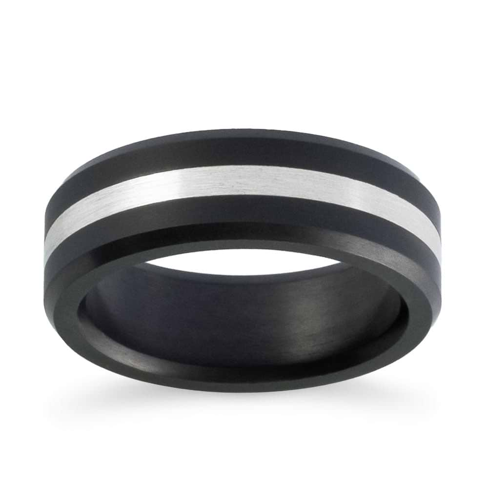 Elysium Silver Inlay Wedding Band|elysium silver inlay mens wedding band pressed lab grown diamonds