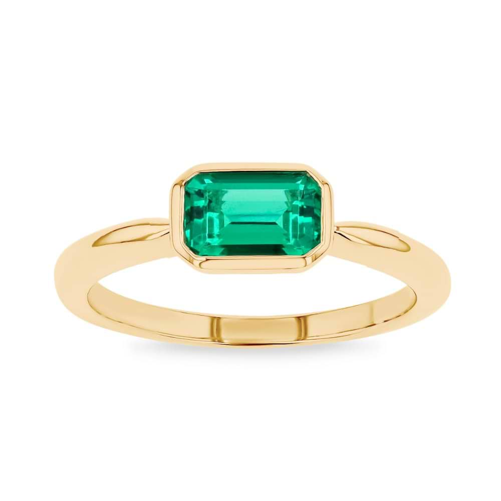 Bezel Set Emerald Pinky Ring