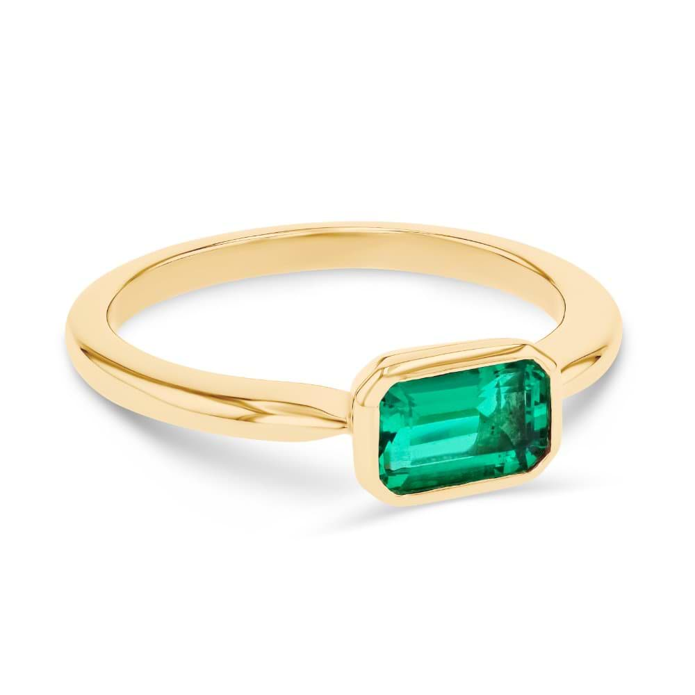 Bezel Set Emerald Pinky Ring