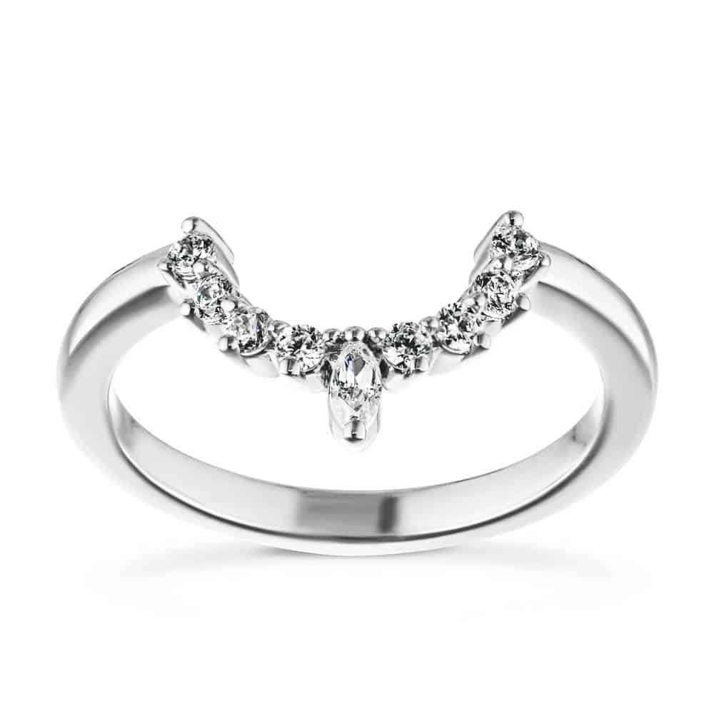 Estelle Wedding Band with recycled diamonds in recycled 14K white gold 