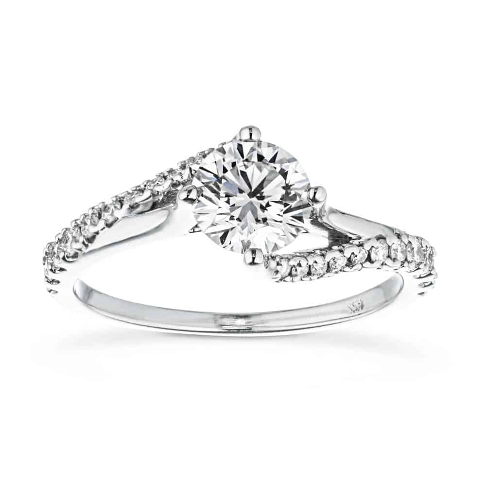 Shown with 1ct Round Cut Lab Grown Diamond in 14k White Gold