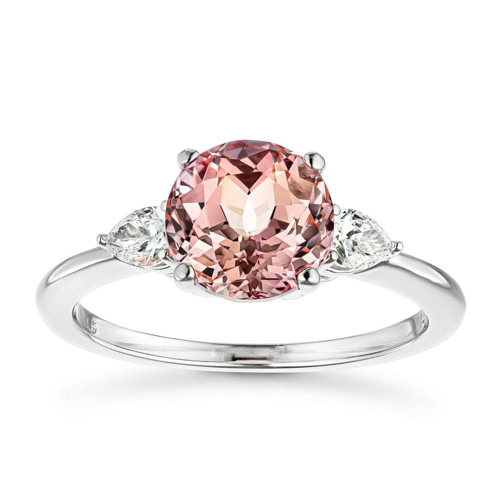 Shown with 2ct Lab Grown Champagne Pink Sapphire in 14k White Gold