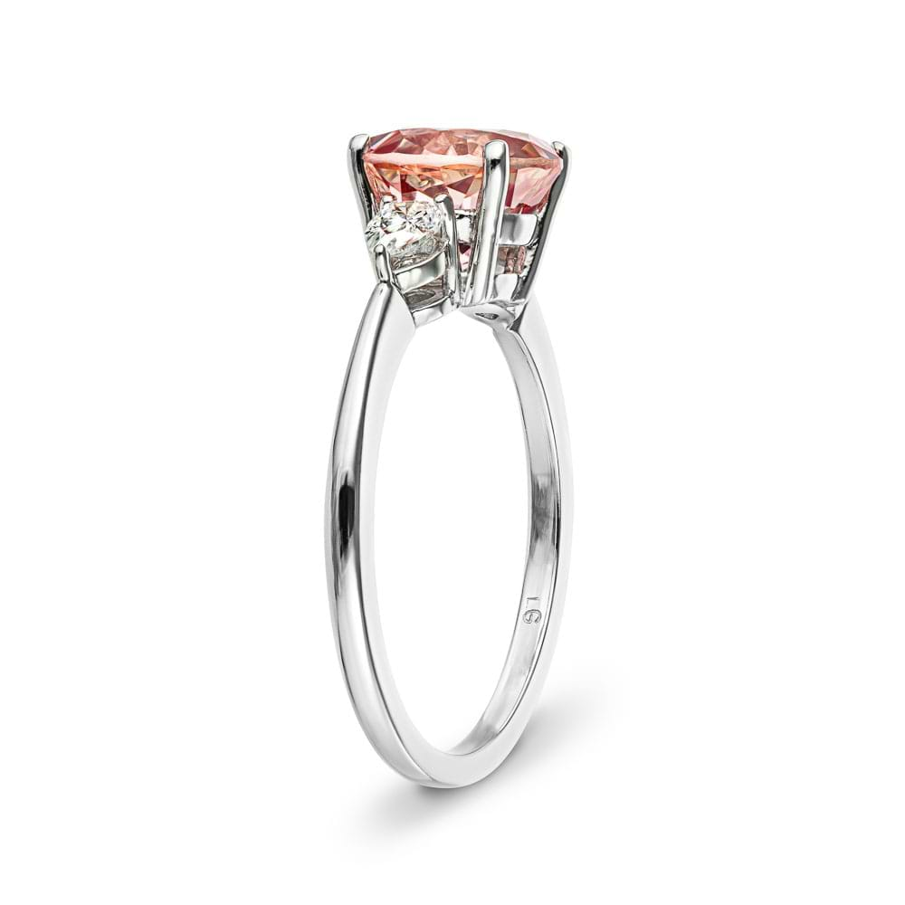 Shown with 2ct Lab Grown Champagne Pink Sapphire in 14k White Gold